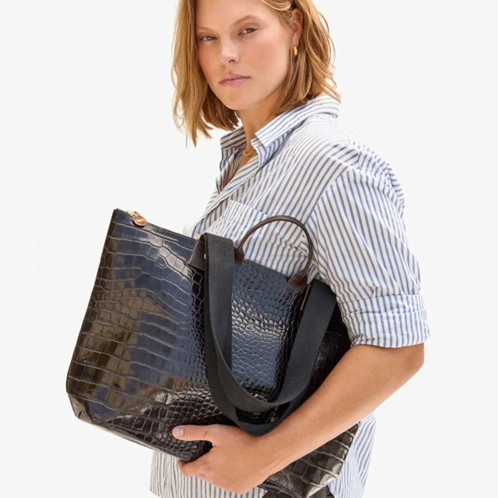 NWT Clare V Le Zip Sac Kalamata Croco - Picture 3 of 6